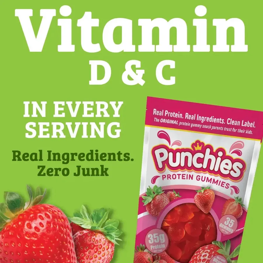 Vitamin D gummies for kids: Punchies protein gummies with vitamin D and vitamin C in every serving